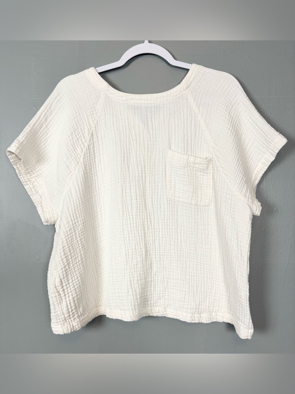 Madewell Lightspun Renwood Button-Back  Gauzy Cotton Off-White Top